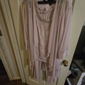 R&M Richards Blush Dress with Beaded Detail